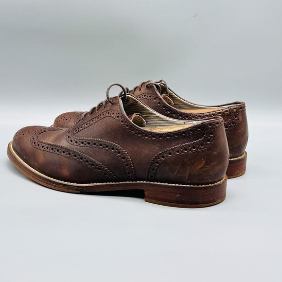 J Shoes Mens 8 Brown Leather Wingtip Oxford Brogue Cap Toe Lace Up Dress Classic main image 14